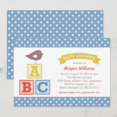 ABC-alfabet blokkeert Blue Yellow Baby Boy Shower Kaart (Voorkant / Achterkant)