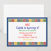 ABC-alfabet blokkeert uitnodiging voor eerste Baby (Voorkant / Achterkant)