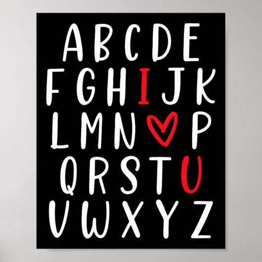 Abc Alfabet Ik Hou Van Jou Engelse Leraar Valentij Poster (Voorkant)