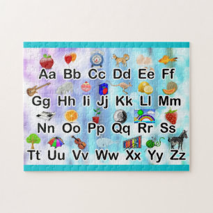 ABC Alfabet Illustratie Familie Kinderen Legpuzzel