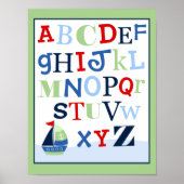 ABC Alfabet Kunstprint Kleine Skipper Zeilboot Poster (Voorkant)