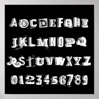 ABC-alfabet letters en cijfers | Zwart-wit