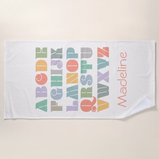 ABC Alfabet Naam Persoonlijke Strandhanddoek Strandlaken (Voorkant)
