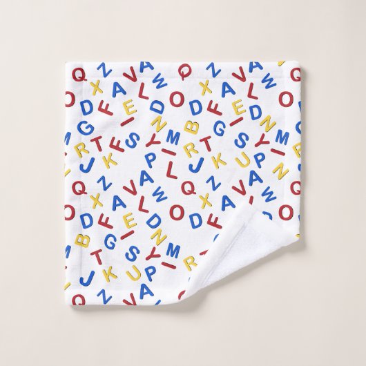 ABC alfabet rood geel blauw Bad Handdoek (Wasdoekje)