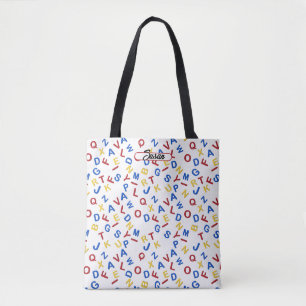 ABC alfabet Rood Geel Blauw Canvas tas