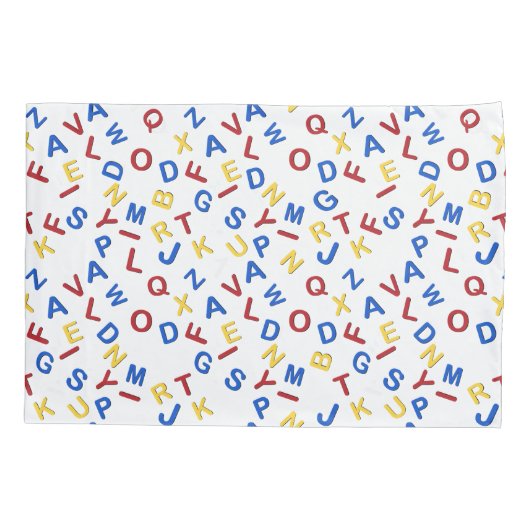 ABC alfabet rood geel blauw Kussensloop (Achterkant-Links)