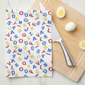 ABC alfabet rood geel blauw Theedoek (Quarter Fold)