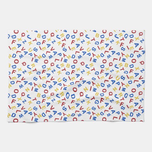 ABC alfabet rood geel blauw Theedoek (Horizontaal)