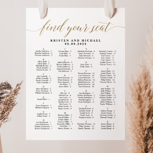 ABC Alfabetische Vind Je Plaats Zitplaats Chart Poster