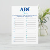 ABC Alphabet Baby shower Spel - Blauw Kaart (Staand voorkant)