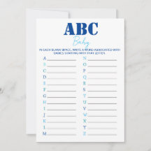 ABC Alphabet Baby shower Spel - Blauw