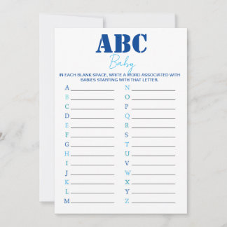 ABC Alphabet Baby shower Spel - Blauw Kaart