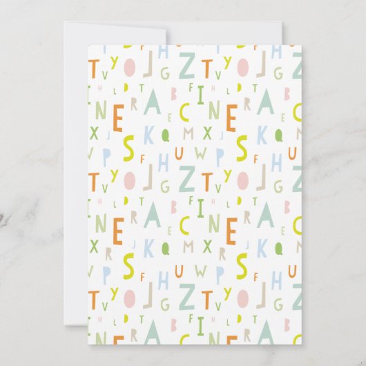 ABC Alphabet Baby shower Uitnodiging (Achterkant)