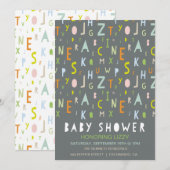 ABC Alphabet Baby shower Uitnodiging (Voorkant / Achterkant)
