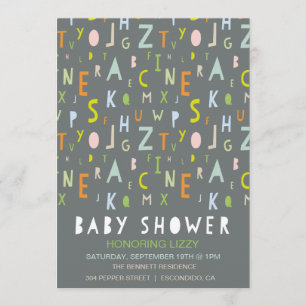 ABC Alphabet Baby shower Uitnodiging