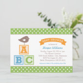ABC Alphabet blokkeert Groen Baby shower Kaart (Staand voorkant)