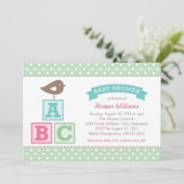 ABC Alphabet blokkeert Mint Green Baby shower Kaart (Staand voorkant)