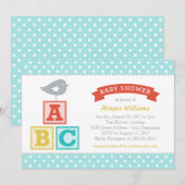 ABC Alphabet Blokken Aqua Blue Baby shower Kaart (Voorkant / Achterkant)