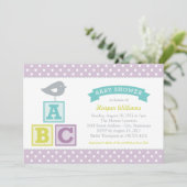 ABC Alphabet Blokken Lavender Paars Baby shower Kaart (Staand voorkant)