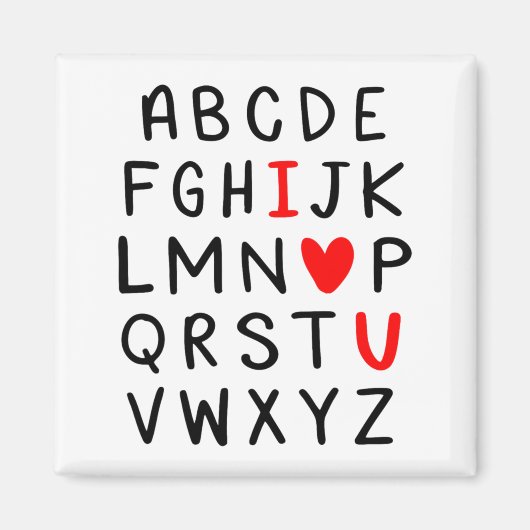 Abc Alphabet I Love You Englieacher Valentines Magneet (Voorkant)