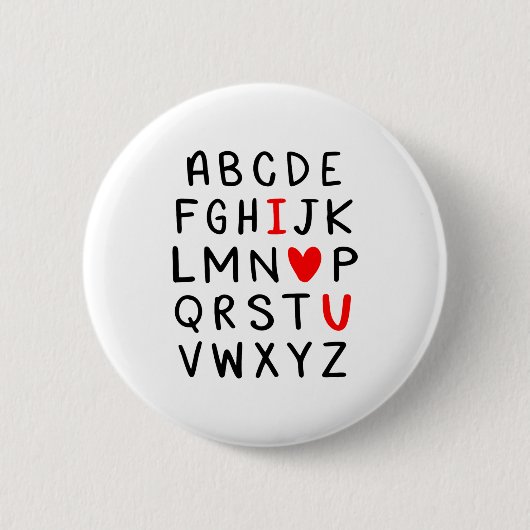 Abc Alphabet I Love You Englieacher Valentines Ronde Button 5,7 Cm (Voorkant)