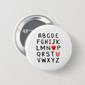 Abc Alphabet I Love You Englieacher Valentines Ronde Button 5,7 Cm (Voorkant /achterkant)