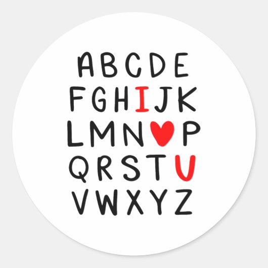 Abc Alphabet I Love You Englieacher Valentines  Ronde Sticker (Voorkant)