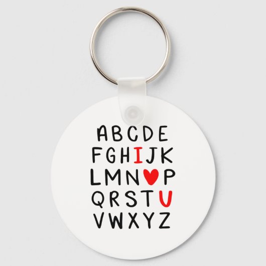 Abc Alphabet I Love You Englieacher Valentines  Sleutelhanger (Voorkant)