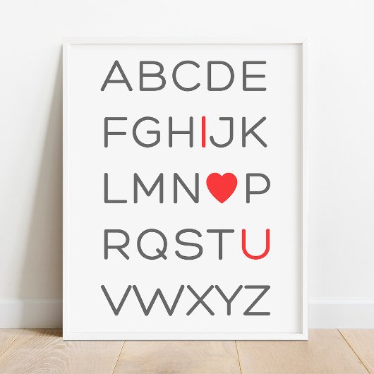 ABC Alphabet I Love You Nursery Decor Poster
