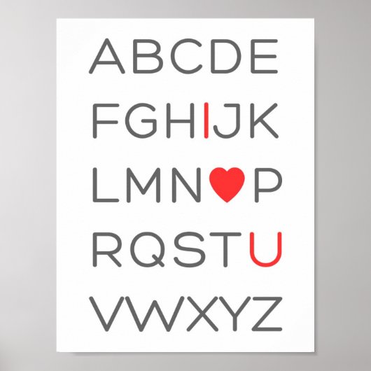 ABC Alphabet I Love You Nursery Decor Poster (Voorkant)
