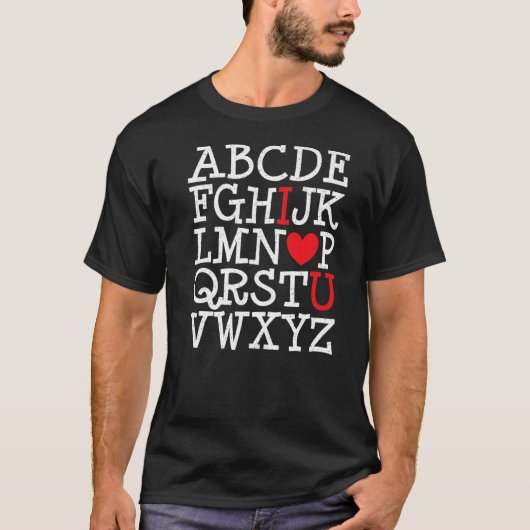 ABC Alphabet I Love You Teacher Valentijnsdag T-shirt (Voorkant)