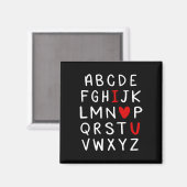 Abc Alphabet Ik hou van je Engelse leraar Valentij Magneet (Voorkant / Achterkant)
