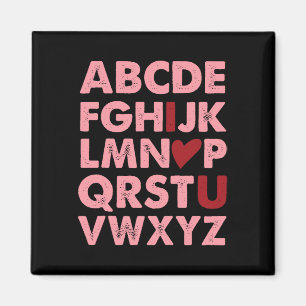 Abc Alphabet Ik hou van je Engelse leraar Valentij Magneet