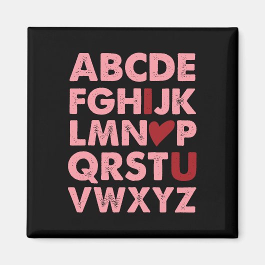Abc Alphabet Ik hou van je Engelse leraar Valentij Magneet (Voorkant)