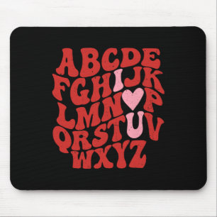 Abc Alphabet Ik hou van je Engelse leraar Valentij Muismat