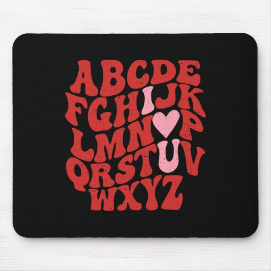 Abc Alphabet Ik hou van je Engelse leraar Valentij Muismat (Voorkant)