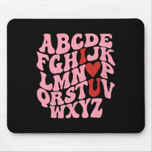 Abc Alphabet Ik hou van je Engelse leraar Valentij Muismat
