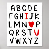 Abc Alphabet Ik hou van je Engelse leraar Valentij Poster (Voorkant)