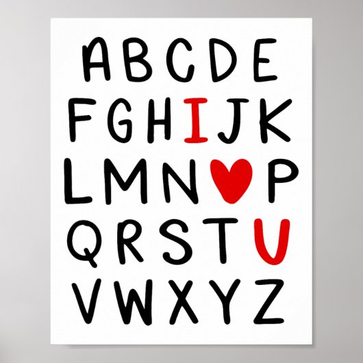 Abc Alphabet Ik hou van je Engelse leraar Valentij Poster (Voorkant)