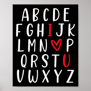 Abc Alphabet Ik hou van je Engelse leraar Valentij Poster