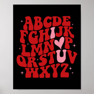 Abc Alphabet Ik hou van je Engelse leraar Valentij Poster