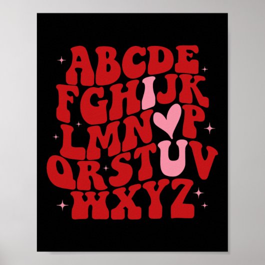 Abc Alphabet Ik hou van je Engelse leraar Valentij Poster (Voorkant)