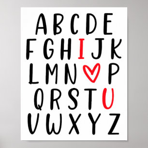 Abc Alphabet Ik hou van je Engelse leraar Valentij Poster