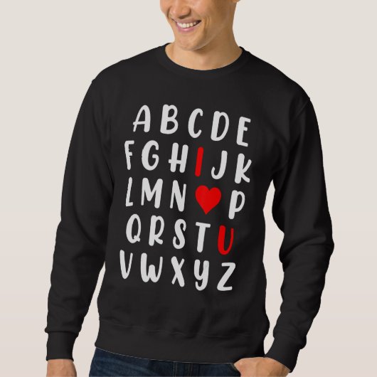 Abc Alphabet Ik hou van je Engelse leraar Valentij Trui (Voorkant)