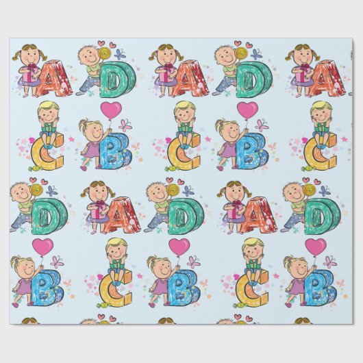 ABC Alphabet Kinderen Cadeaupapier (Vlak)