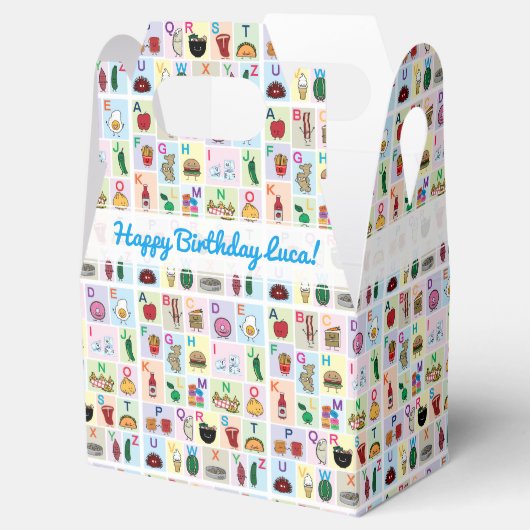 ABC Alphabet-leerbrieven happy foods leren Bedankdoosjes (Geopend)