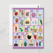 ABC Alphabet-leerbrieven happy foods leren Briefkaart (Voorkant / Achterkant)