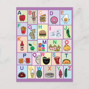 ABC Alphabet-leerbrieven happy foods leren Briefkaart