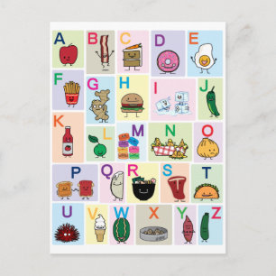 ABC Alphabet-leerbrieven happy foods leren Briefkaart