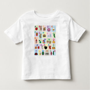 ABC Alphabet-leerbrieven happy foods leren Kinder Shirts